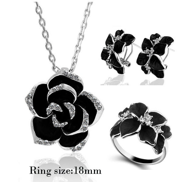 Rose Enamel Jewelry Set