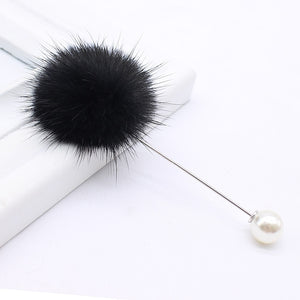 2019 new cute Charm Simulated Pearl Brooch Pins For Women Korean Fur Ball Piercing Lapel Brooches Collar Jewelry Gift Kids Girls