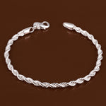 Elegant Shiny 925 Jewelry Unisex Twist Bracelet Fine Fashion Bracelets & Bangles For Women Top Quality Wholesale and Retail