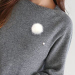 2019 new cute Charm Simulated Pearl Brooch Pins For Women Korean Fur Ball Piercing Lapel Brooches Collar Jewelry Gift Kids Girls