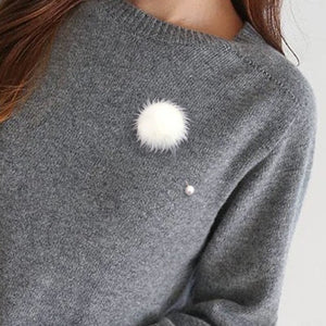 2019 new cute Charm Simulated Pearl Brooch Pins For Women Korean Fur Ball Piercing Lapel Brooches Collar Jewelry Gift Kids Girls