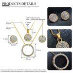 SHUANGR Gold Color Austrian Crystal Classic Hollow Round 48cm necklace pendant earrings jewelry set TH390