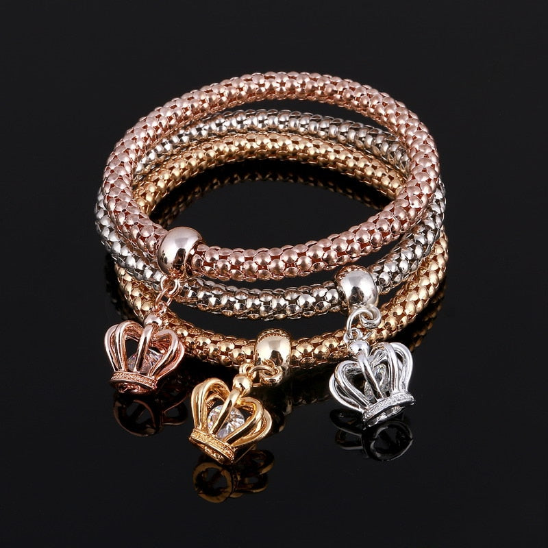 Owl Heart Rhinestone Bracelets (3 Piece)