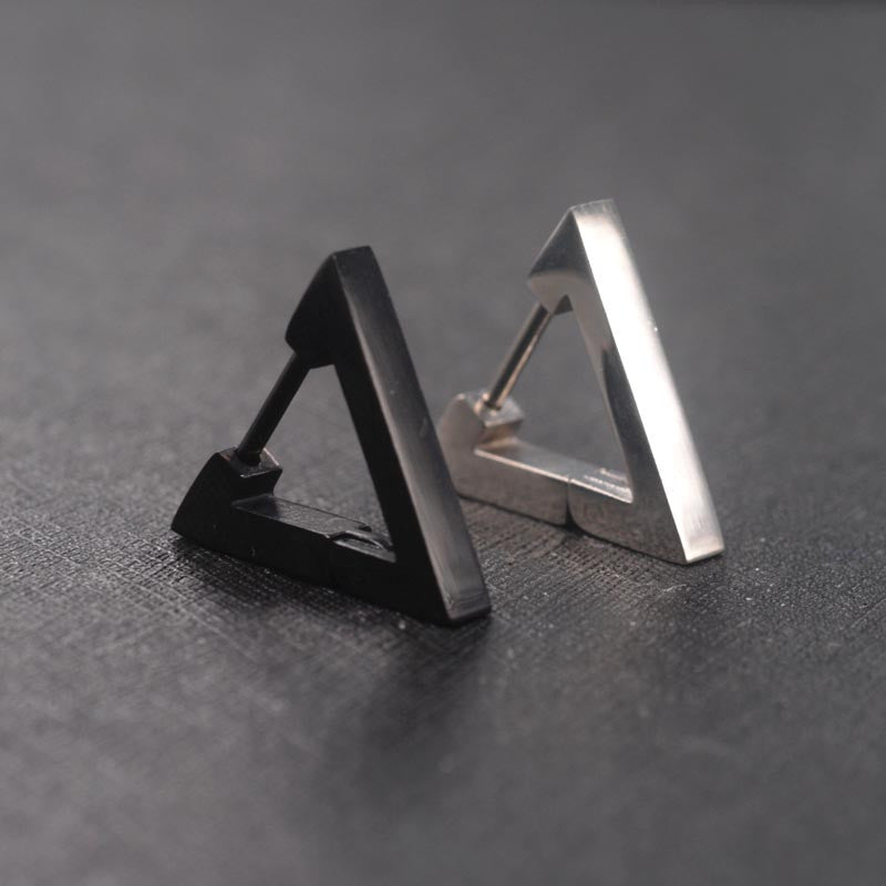 Korean Cool Punk Style Earrings for Men Women Titanium Steel Triangle Stud Earrings Statement Jewelry  Piercing Ear Stud