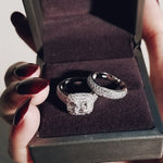 Moonso trendy Luxury 925 Sterling Silver Wedding Ring Set band for bridal girls and Women ladys love couple pair jewelry R3400