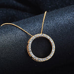 SHUANGR Gold Color Austrian Crystal Classic Hollow Round 48cm necklace pendant earrings jewelry set TH390