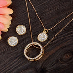 Classic Hollow Crystal Gold Jewelry Set