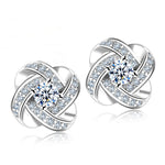 925 Sterling Silver Crystal Stud Earrings For Women Fashion Luxury Cubic Zirconia Paved Wedding Earring Jewelry Accessory