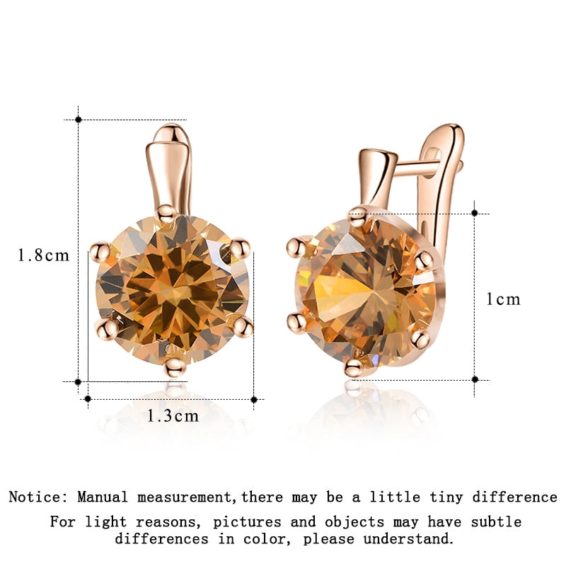 SHUANGR Fashion 10 Colors AAA CZ Element Stud Earrings For Women Vintage Crystal Earrings Statement Wedding Jewelry