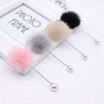 2019 new cute Charm Simulated Pearl Brooch Pins For Women Korean Fur Ball Piercing Lapel Brooches Collar Jewelry Gift Kids Girls