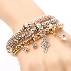 Owl Heart Rhinestone Bracelets (3 Piece)