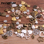 PULCHRITUDE 20pcs/lot Vintage Metal 6 color Mixed Hearts Charms Retro love Pendant for Jewelry Making Diy Handmade Jewelry T3019