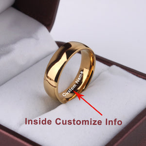 Eengrave Custom Name Signet Ring Logo Light version gold color wedding rings for women Glossy 316l Stainless Steel ring men