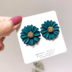 Korean Style Cute Metal Flower Stud Earrings For Women Girl Fashion Big Sweet Earring Femme Brinco Summer Jewelry Gifts