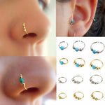 3Pcs/Set Fashion Retro Round Beads Nose Ring Nostril Hoop Body Piercing Jewelry #248359