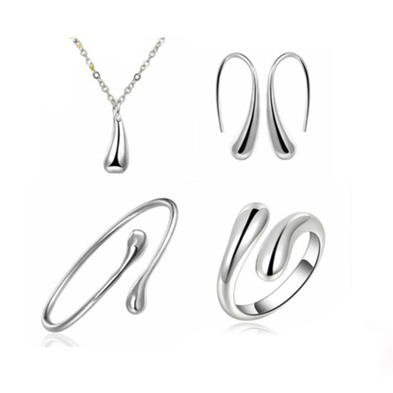 Fashion Silver Elegant Jewelry Sets Necklace Earrings Bracelet Alloy Women Jewelry Set For Women Girls