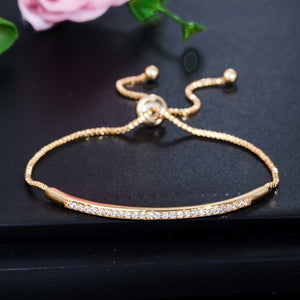 CWWZircons Adjustable Bracelet Bangle for Women Captivate Bar Slider Brilliant CZ Rose Gold Color Jewelry Pulseira Feminia CB089