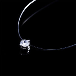 Choker Invisible Fish Line Crystal Necklace Pendants Neck Zircon Women Clavicle Chain Lady Feminino Collar