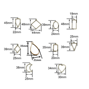 PULCHRITUDE 10pcs/lot Six Color Geometric Figure Charm Hollow Glue Blank Pendant Tray Bezel Charms DIY Handmade Bezel Mold