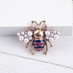 Bohemia  New Tendency Fashion Imitation Pearls Red/White Color Glass Bee Insect Brooch For Women Statement Jewelry Wholesale