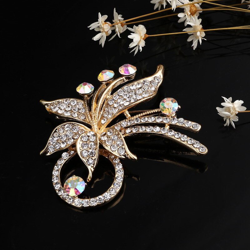 Austria Crystal Gold Brooches